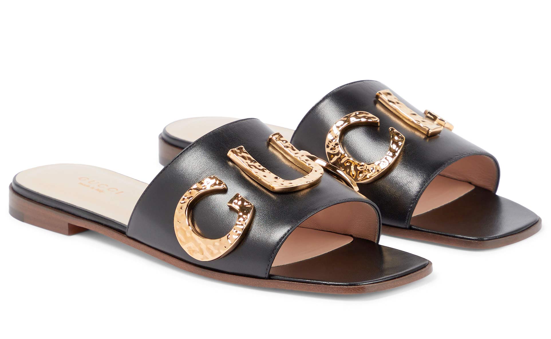 Gucci Embellished leather flat sandals